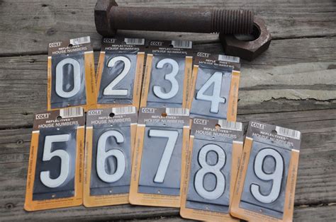 reflective metal house numbers|4 reflective stick on numbers.